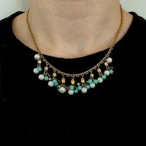 Carolee Necklace Vintage Turquoise/Purple Beads Lobster Claw Close Heart Logo